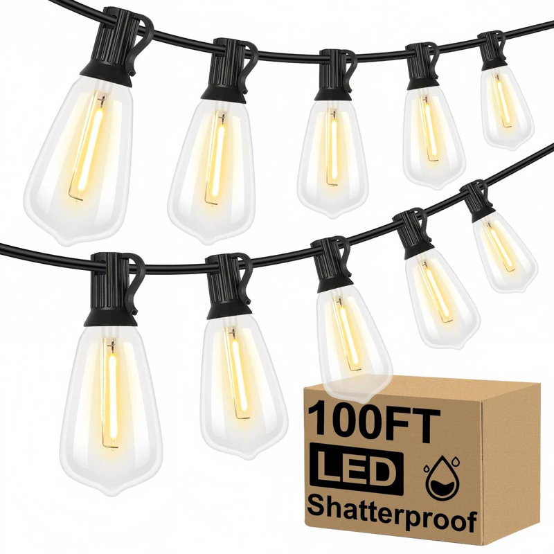 Guirlande d'extérieur de qualité commerciale St38 - ampoules Edison rétro - éclairage imperméable ultime pour les mariages et les grandes cours