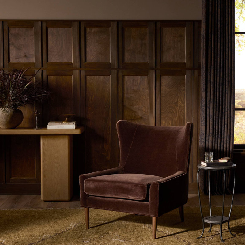 Marlow Wingback Chair, Toasted Parawood, Monte Chocolate