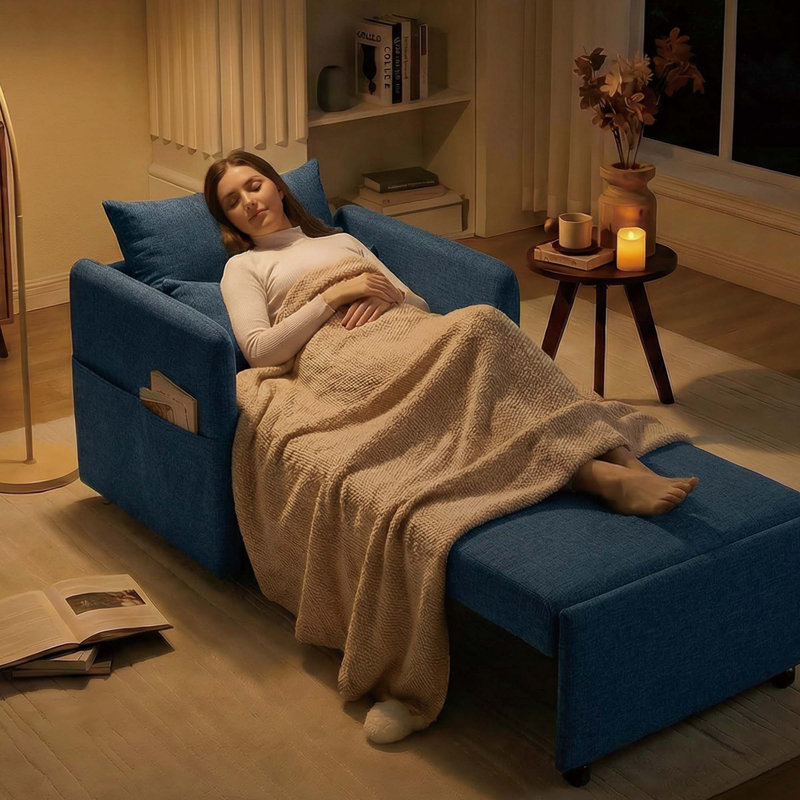 Fauteuil-lit convertible l 87 po 3-en-1, dossier réglable en longueur à 3 sections avec 2 coussins et sac de rangement
