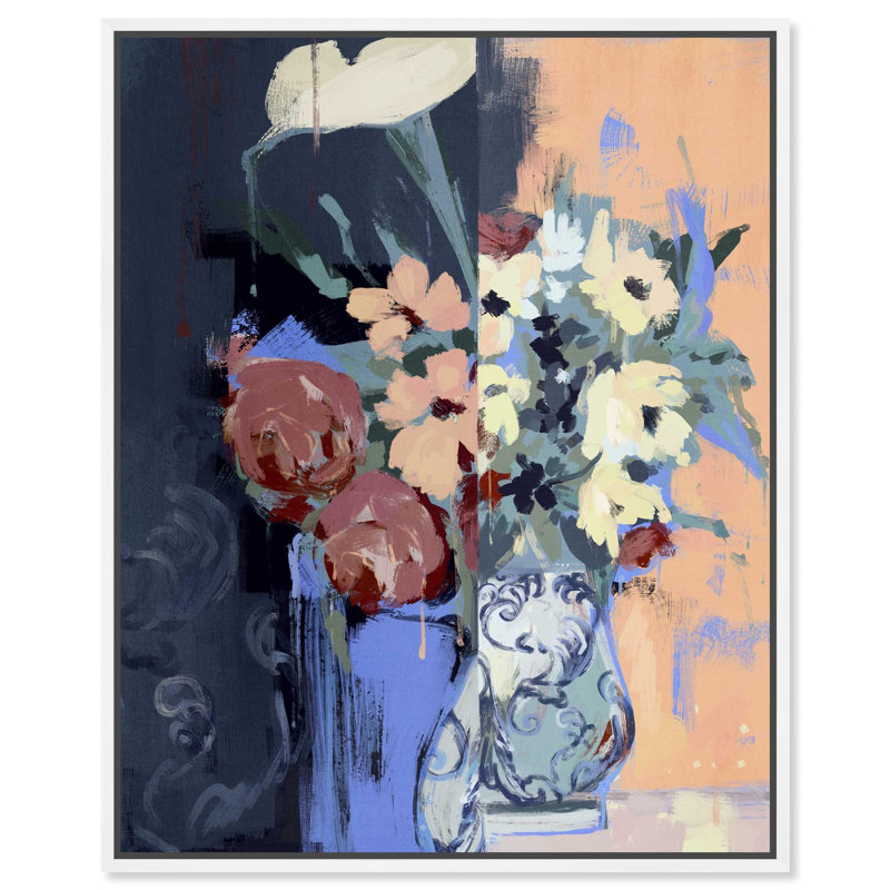 «Fading Arrangement Floral Decor», impression sur toile par Notoriart, H 16 po x l 20 po, Cadre blanc