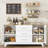 Coffer Bar Cabinet With 2 Fluted Glass Doors, 56" Modern Sideboard Buffet Cabinet With 3 Drawers-106644764