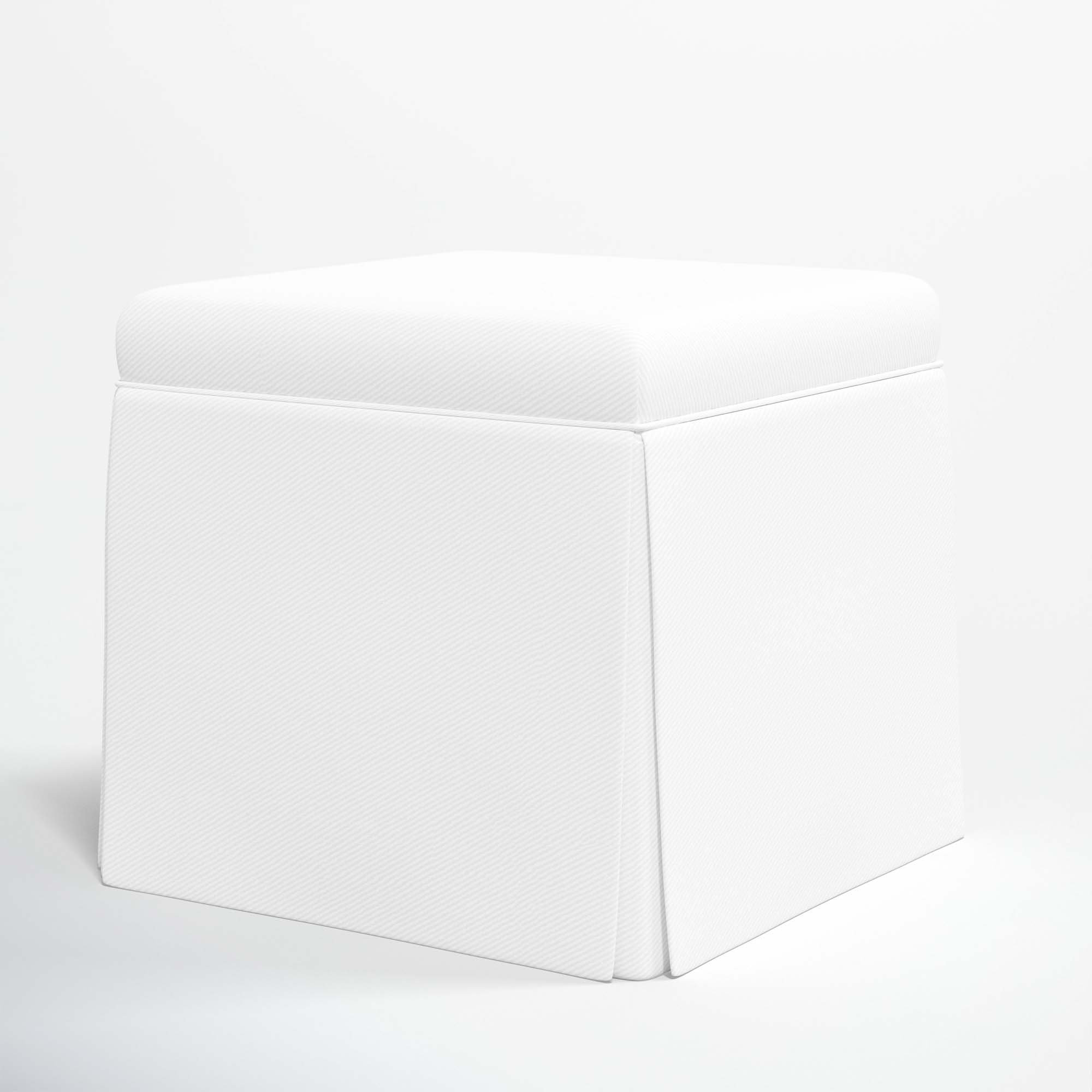 Bash Upholstered Storage Ottoman, White Performance Twill