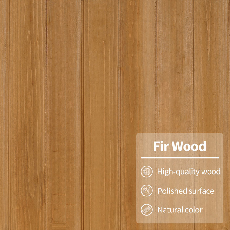 Natural Fir Wood Lockable Outdoor Storage Shed with Folding Table