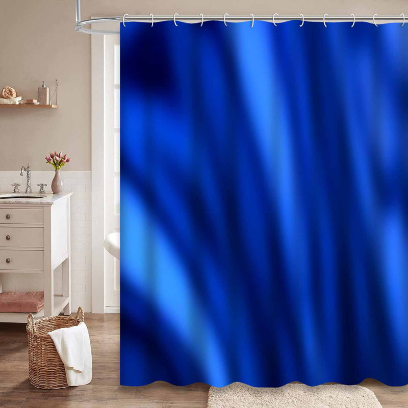 Rideau de douche abstrait abstrait en soie bleu marine avec 12 crochets, L 72 po x l 72 po