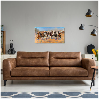 «A Dash for the Timber» par Frederic Remington, reproductions d'art classiques du monde, art encadré pour HomeDecor, avec texture encadrée