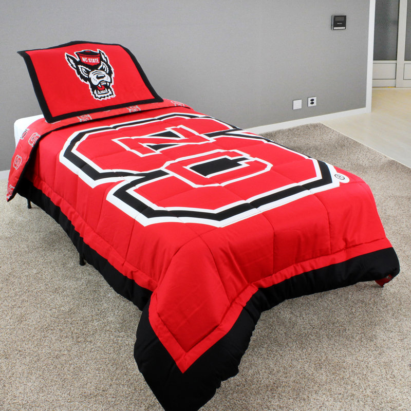 NCAA Sateen Comforter, Full Comforter + 2 Standard Shams, North Carolina State