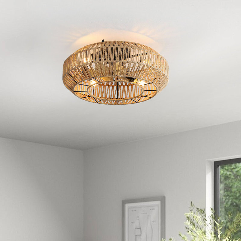 Ventilateur de plafond à cage classique de 22 po à 7 pales avec télécommande et ensemble d'éclairage inclus