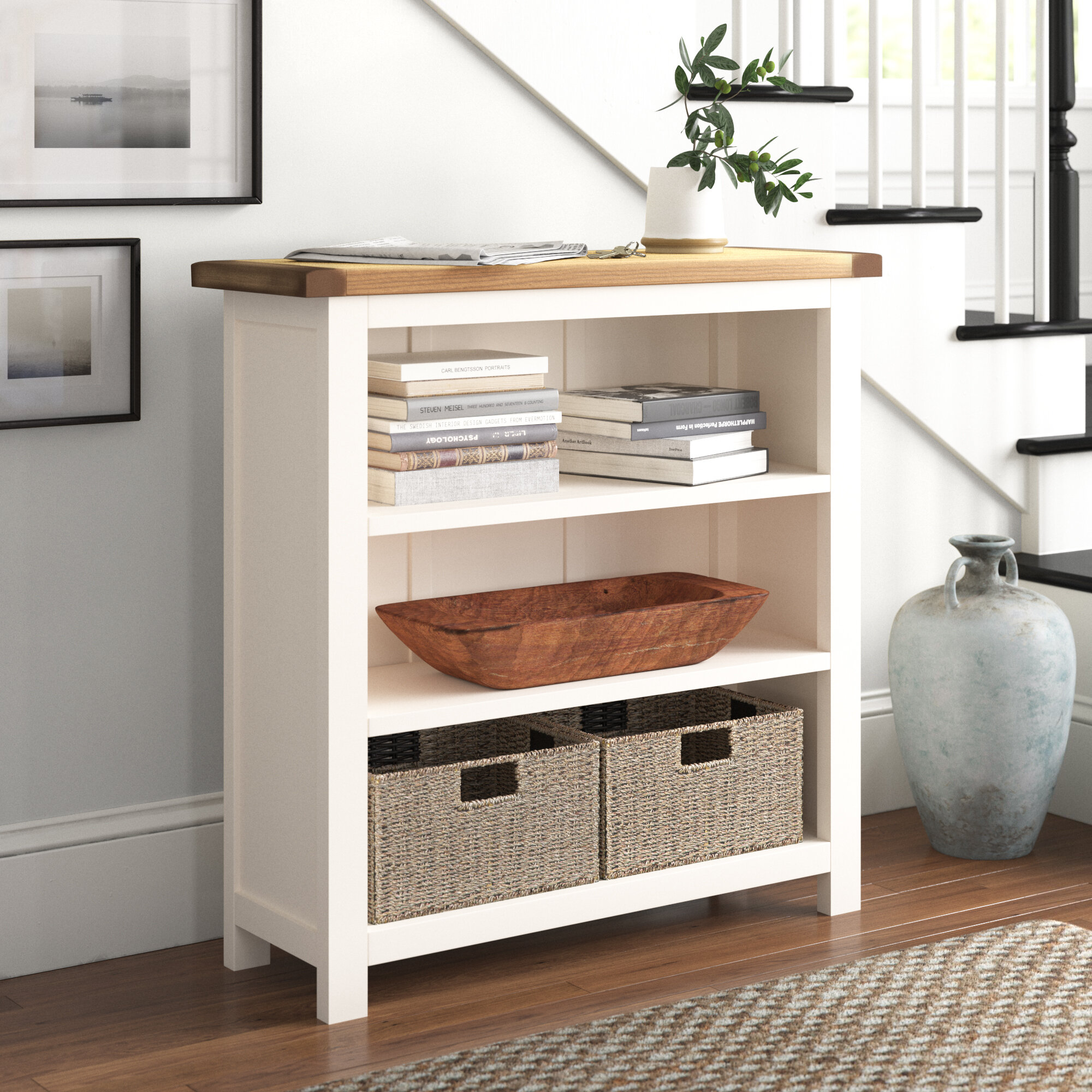 Solid wood deals short bookcase