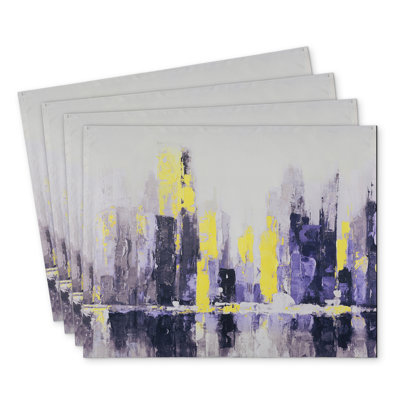 Abstract Cityscape Polyester Placemats - Set of 4 for Home Decor