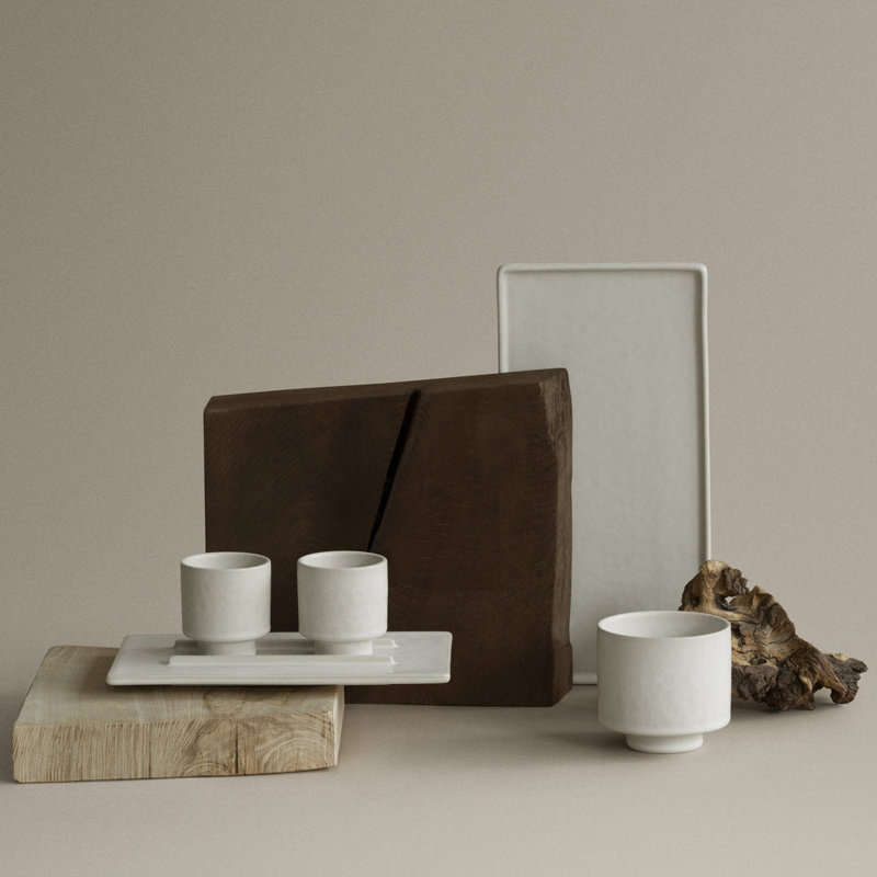 MAKOTO Japanese Style Stoneware Serving Plate, Elephant Skin (grey)