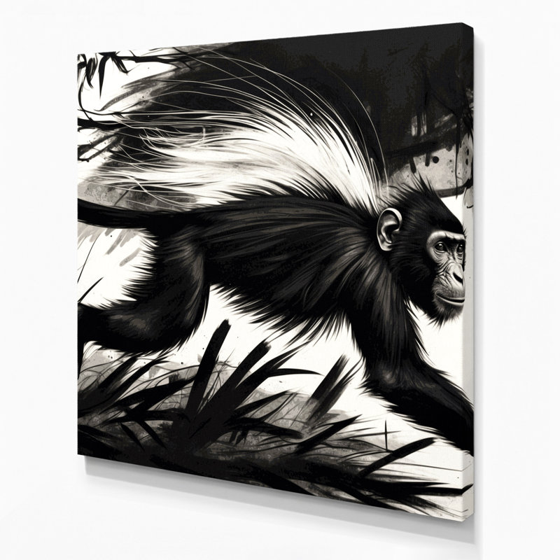 Art animalier sur toile noir, H 16 po x l 16 po