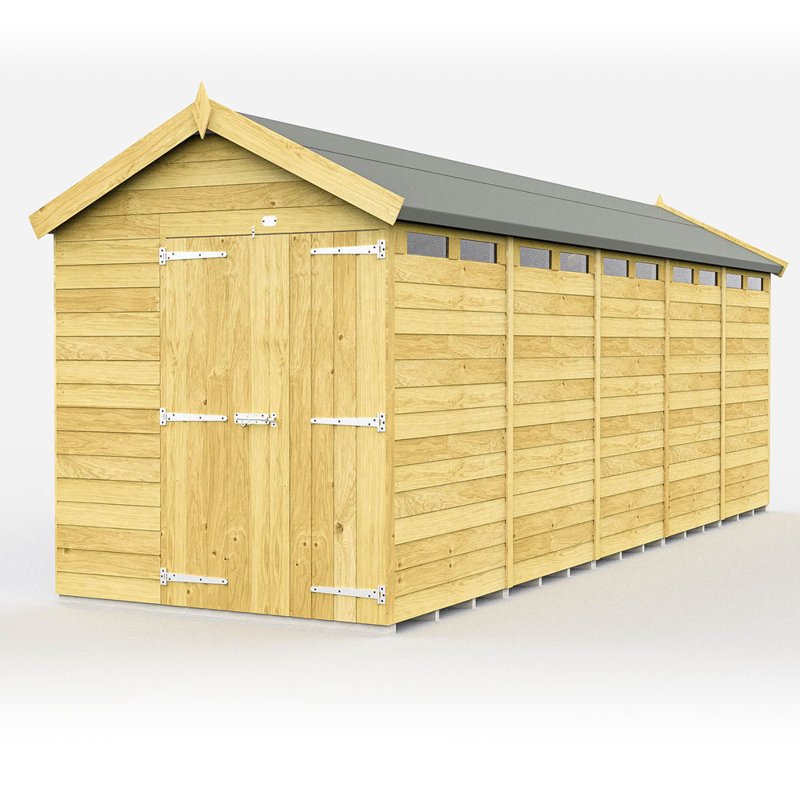 7ft x 20ft Apex Security Shed - Double Door