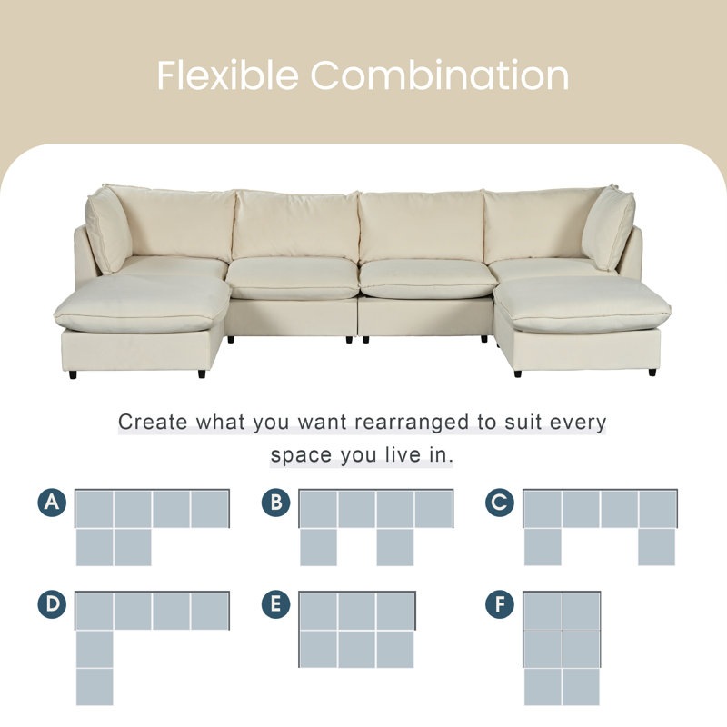 Canapé modulaire Ruthmae, Mélange de polyester beige