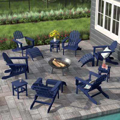 Chaise Adirondack pliante en plastique / résine avec repose-pieds et table Leighton