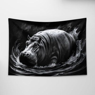 Tapisserie murale «Wildlife Hippopotamus»