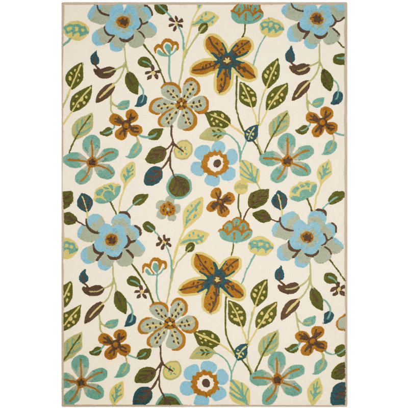 Tapis intérieur / extérieur ivoire crocheté à la main Aldridge, Rectangle 4 pi x 6 pi