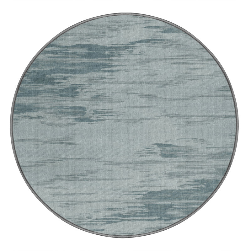 Tapis abstrait gris lavable à la machine, Rond 5 pi