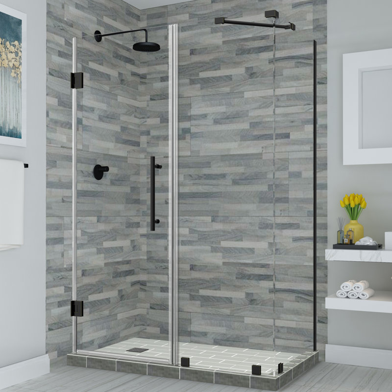 Bromley Frameless with Glass Shelves 42.25" x 72" Rectangle Hinged Shower Enclosure