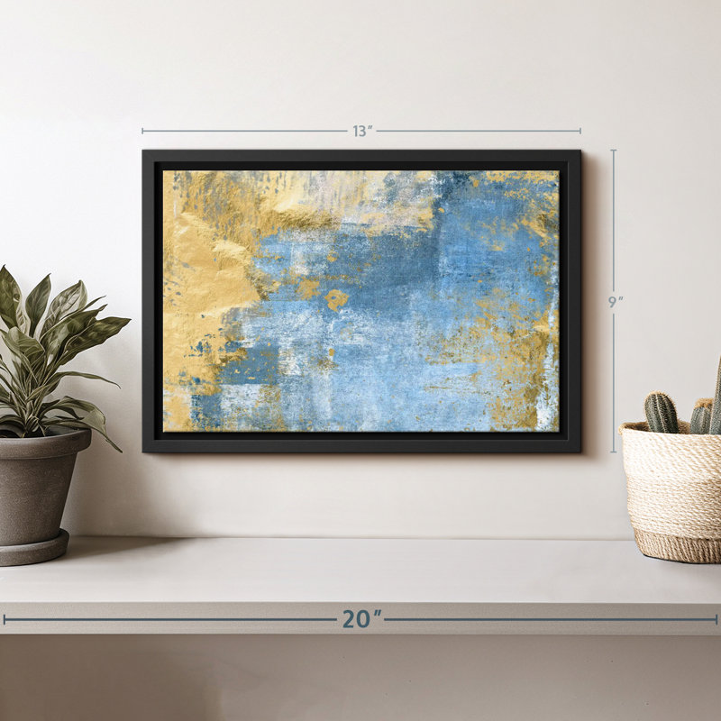 Abstract " Gold And Blue Abstract Canvas Print ", 9" H x 13" W