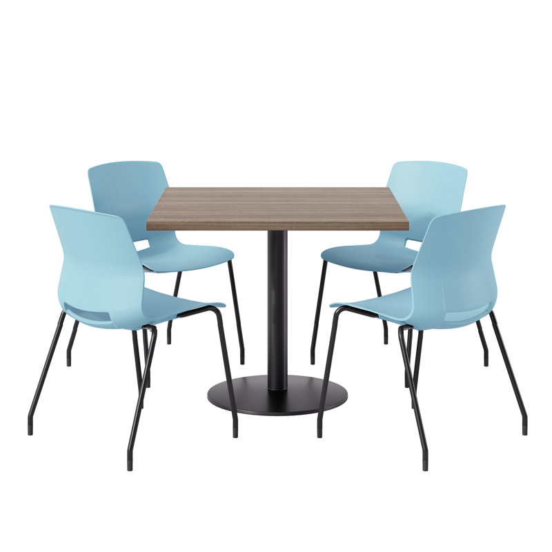 Ensemble repas pour 4 personnes à hauteur de bar, H 41 po x L 36 po x l 36 po, Teck studio, Bleu et noir