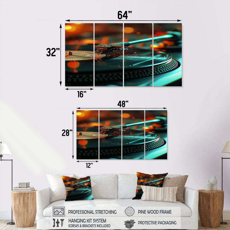Ensemble de 4 pièces de décorations murales bleues en néon bleu, H 32 po x l 64 po