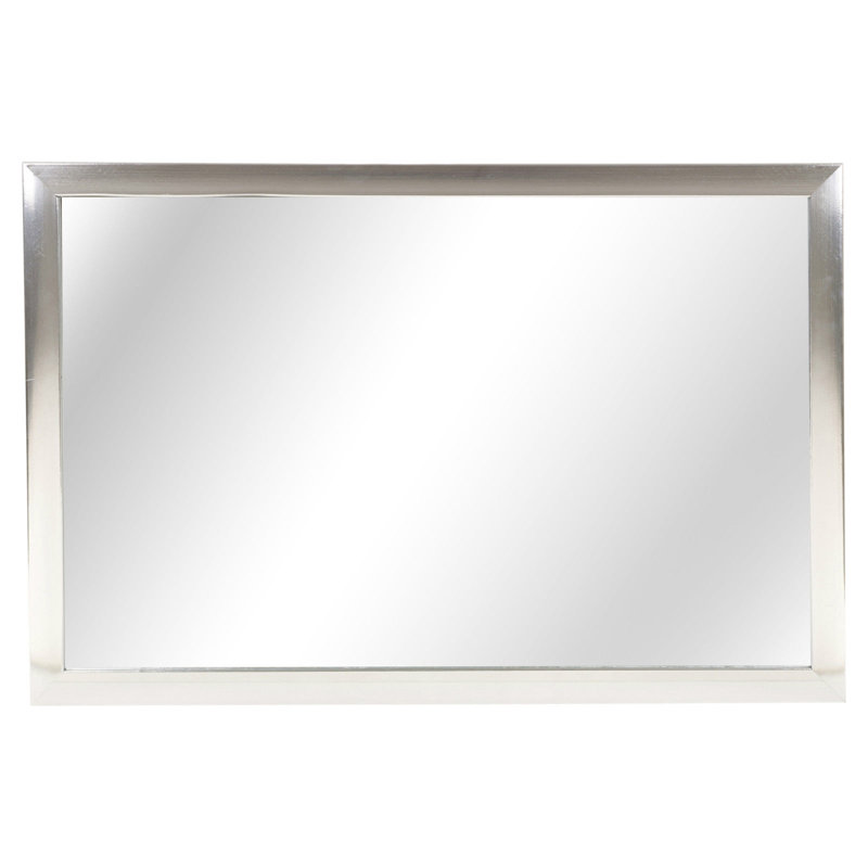 Wood Flat Wall Mirror, Silver
