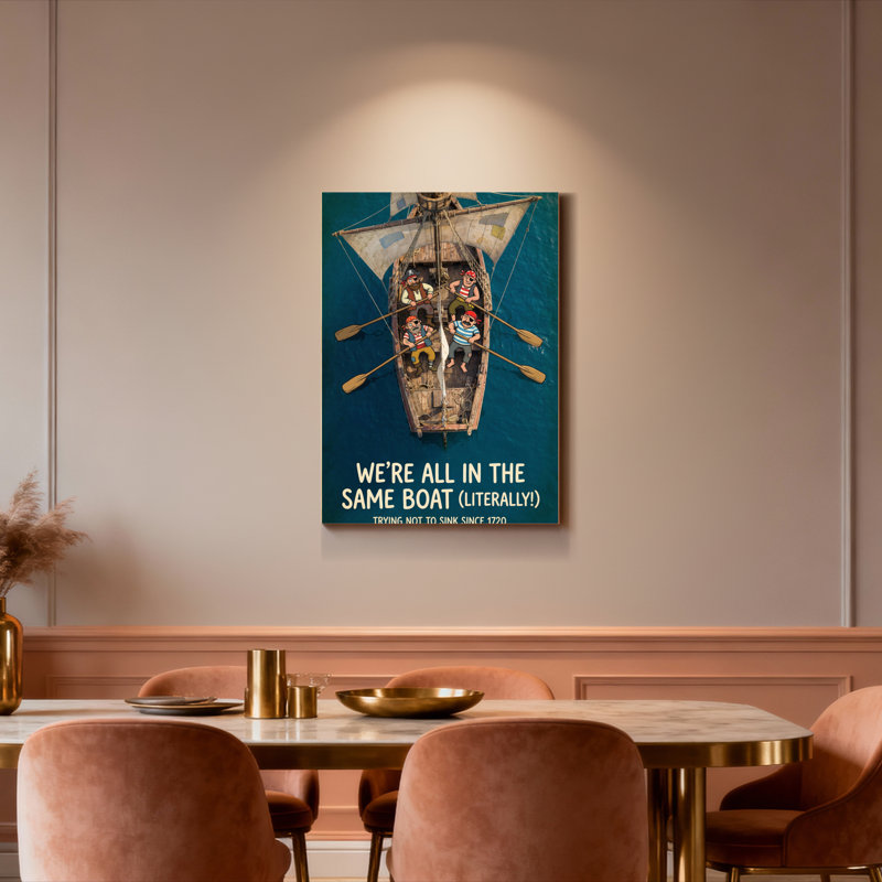 Nous sommes tous dans le même bateau (littéralement) - Toile tendue sur châssis (lot de 1), H 36 po x l 24 po