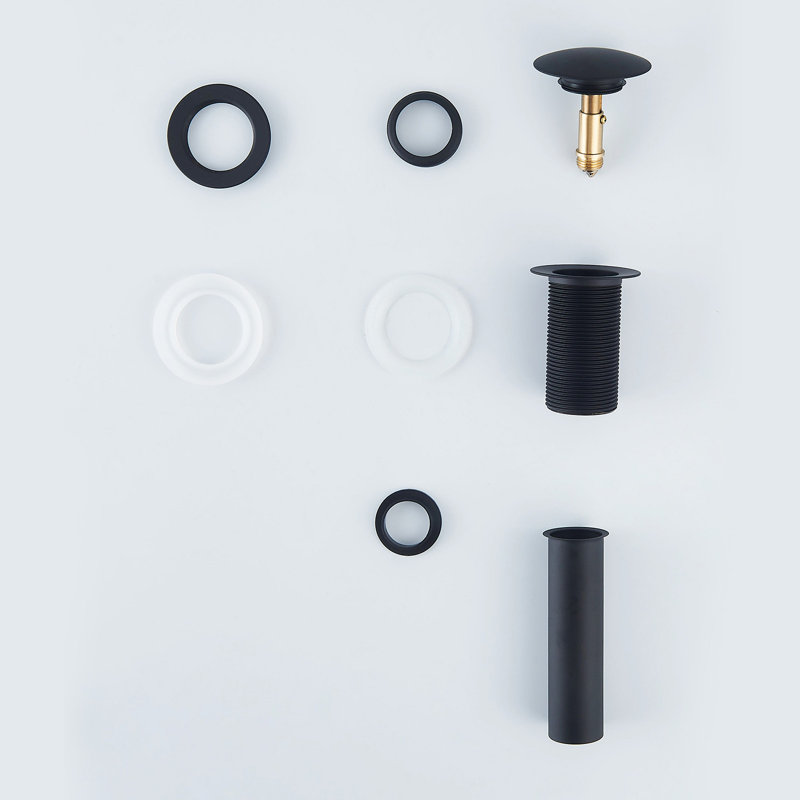 Drain escamotable standard pour lavabo de salle de bain sans trop-plein, Noir mat