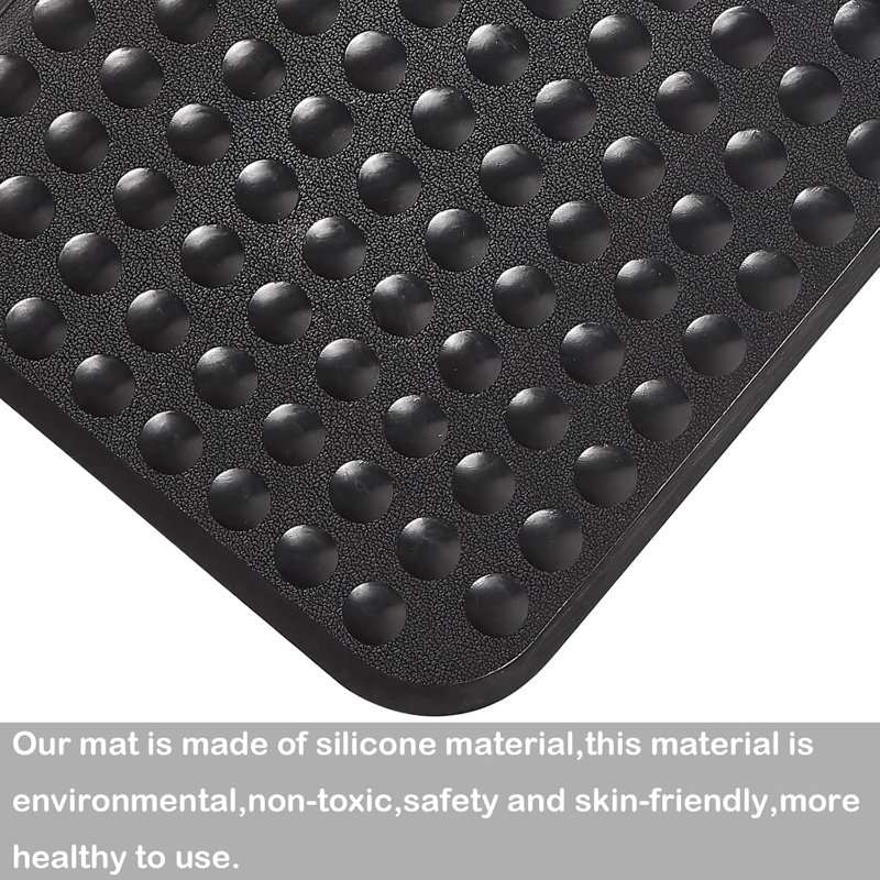 Tapis de bain antidérapant en silicone doux et sécuritaire noir