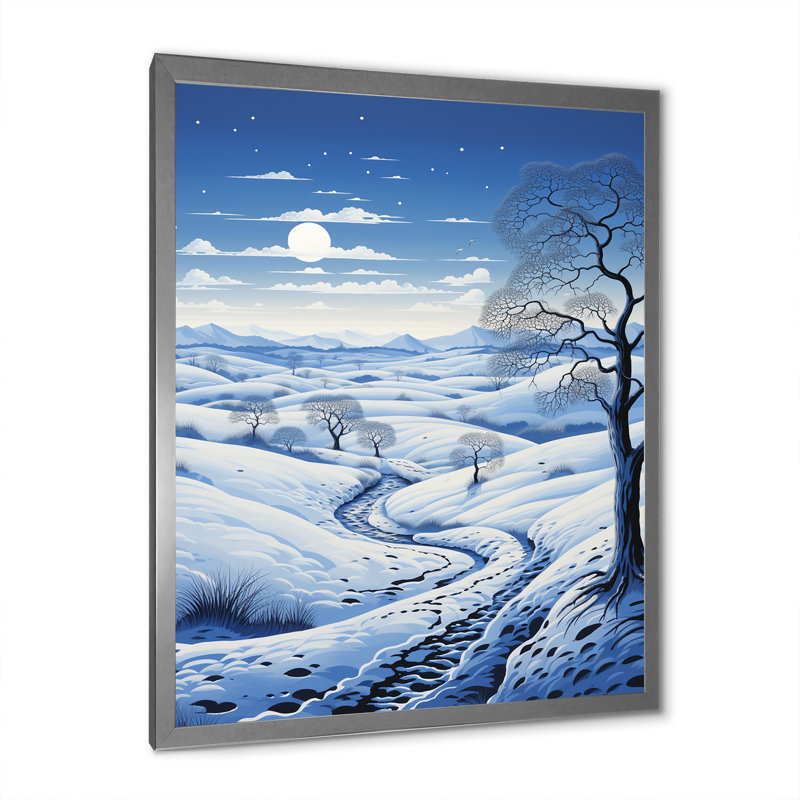Snow Winters Solitude V - impression, Cadre photo argenté, H 44 po x l 34 po x P 1,5 po