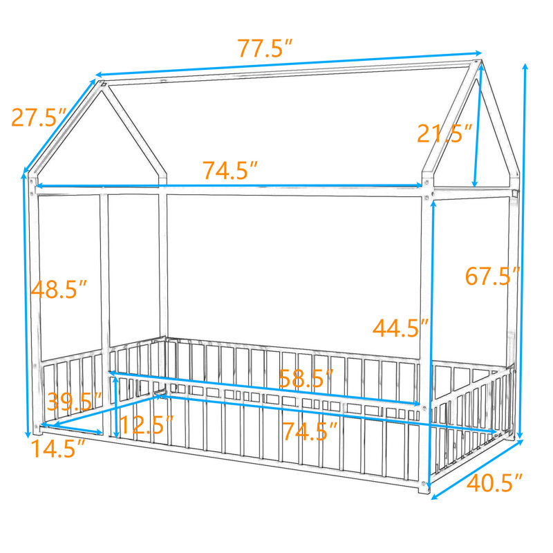 Lit simple avec conception de maisonnette, Blanc