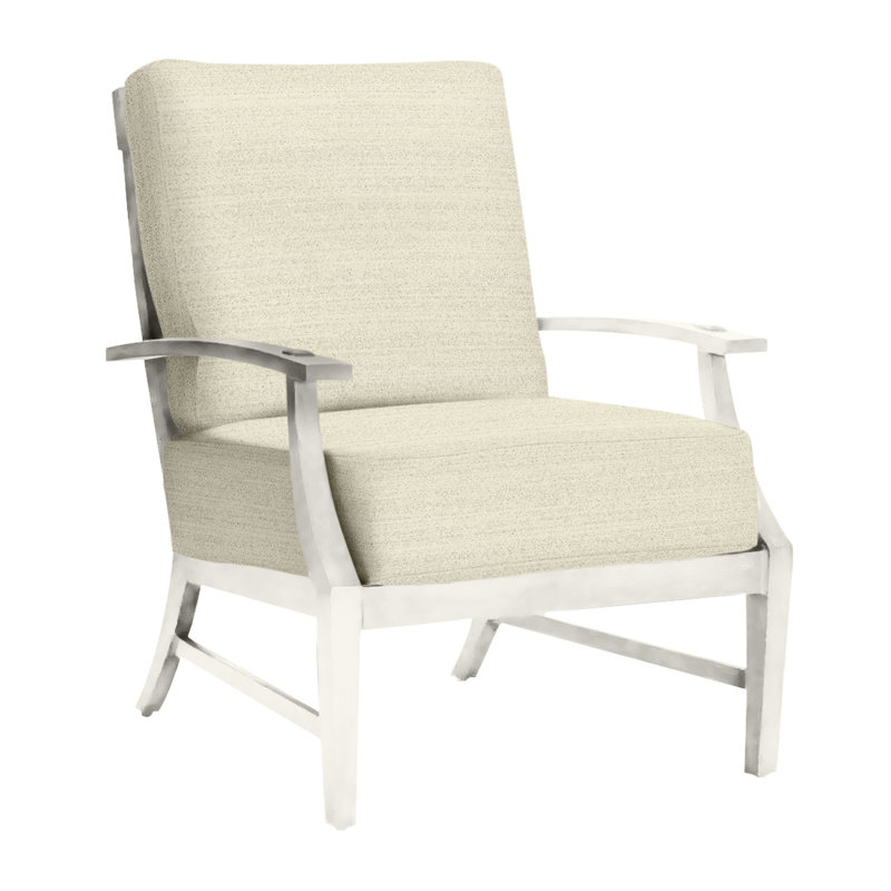 Croquet Patio Chair with Cushions, Welt + Standard Fill, Linen Navy, Chalk