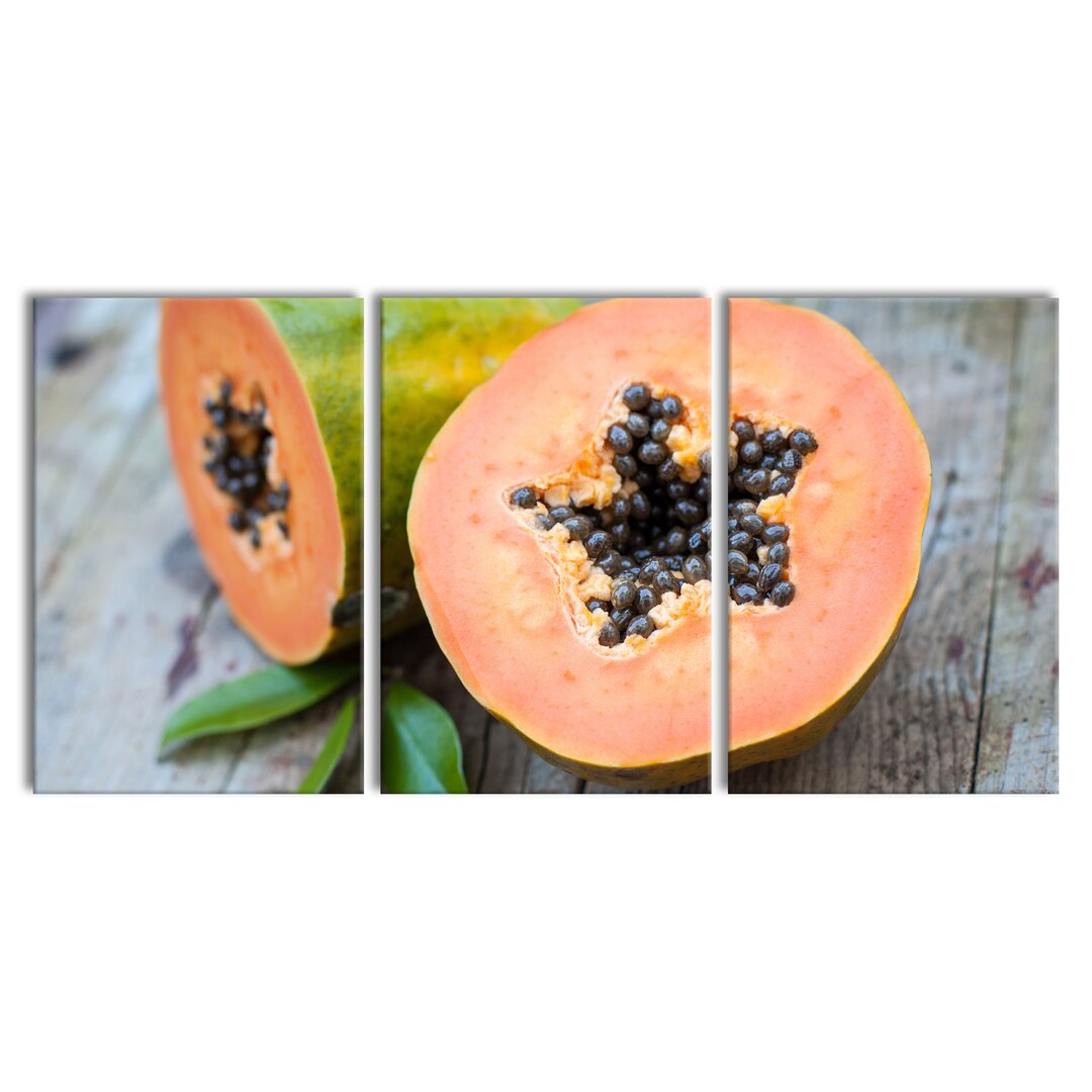 3-tlg. Leinwandbilder-Set Delicious Cut-Open Papaya