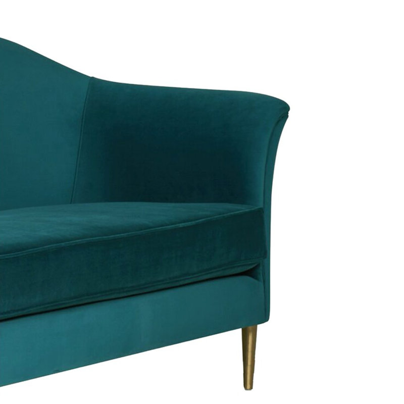 Chaise longue Elkie, Velours bleu verdâtre