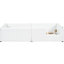 Lit plateforme simple tapissier blanc avec garde-corps et charge rapide - Taille moderne