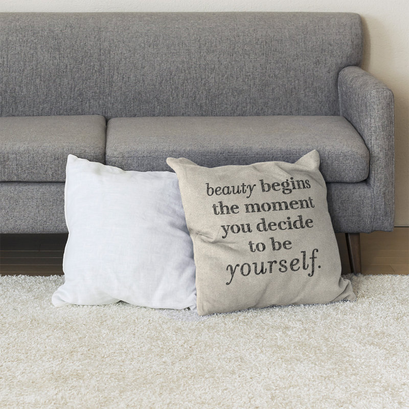 Coussin de sol True Beauty, H 28 po x l 28 po, Blanc / Noir