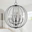 Lustre de vestibule 19 lumières globe noir avec accents en nickel brossé-668556569