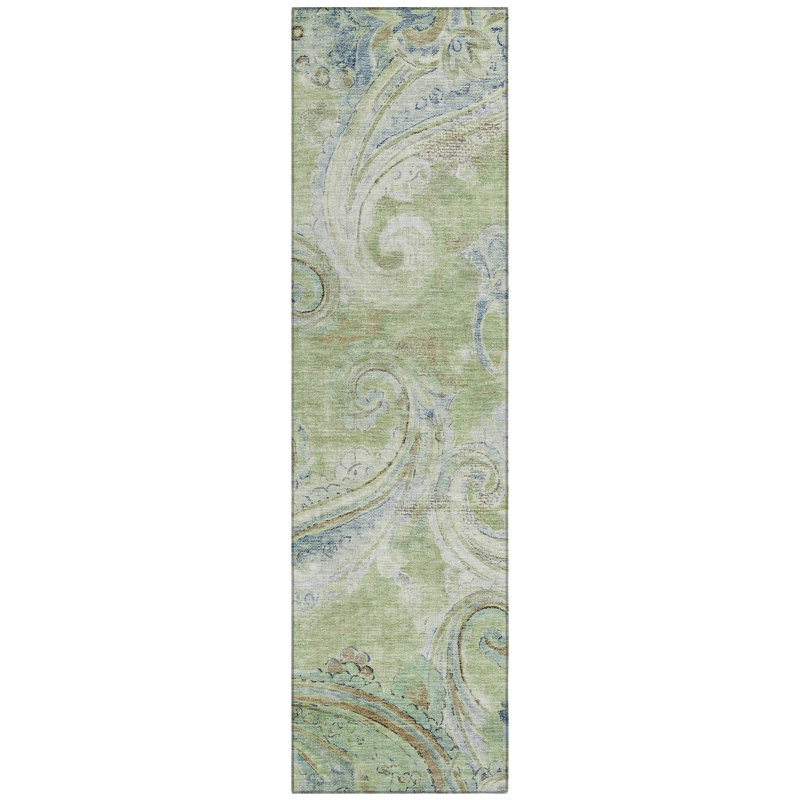 Machine Washable Indoor/Outdoor Chantille ACN2748 Paisley Rug, 2'3" x 7'6" Runner, Aloe
