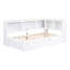 Lit de jour simple blanc avec lit gigogne, rangement et structure en bois massif et lit gigogne-1179495541