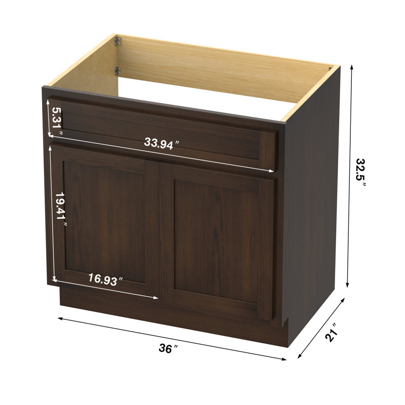 White Shaker Style 36" Engineered Wood Vanity Cabinet