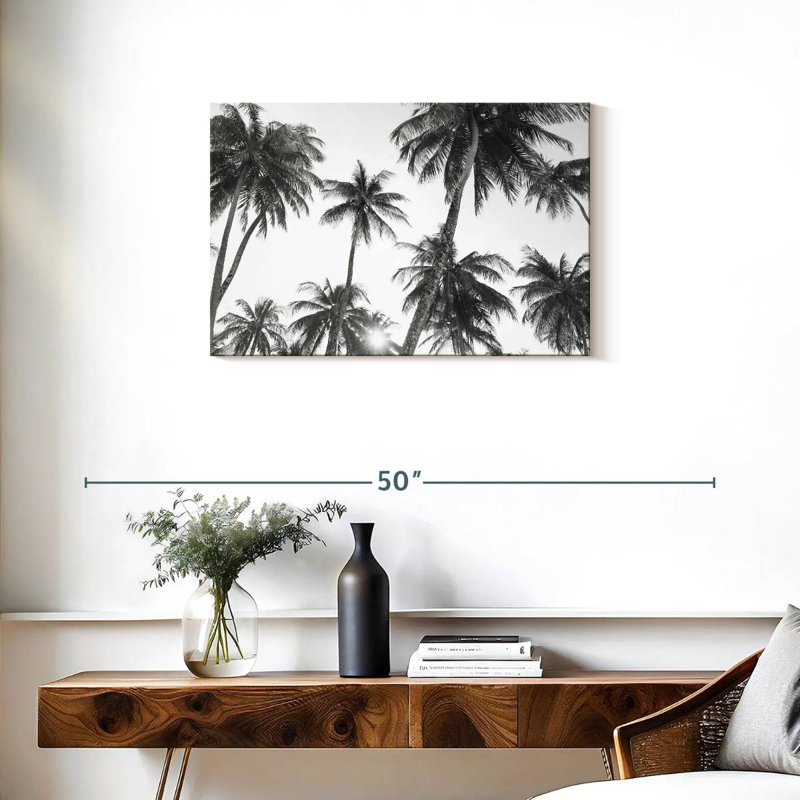 Harnek tropical en noir et blanc, H 20 po x l 30 po