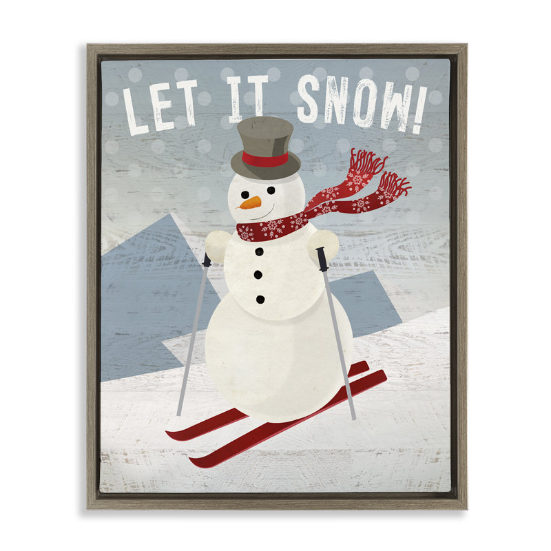 «Snowing Skiing on Slopes», art mural sur toile par Susan Arnot, Cadre flottant orme Montalcino, H 31 po x l 25 po