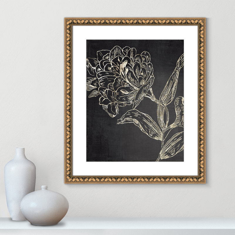 Clarendon Golden Flower Folklore II par Asia Jensen - cadre photo, H 26,5 po x l 22,5 po, Perlé dorée