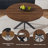 Retractable dining table, round dining table, extendable dining table, 6-person carbon steel base, modern and simple solid wood veneer dining room furniture (42 inches extended to 58 inches)-366217654