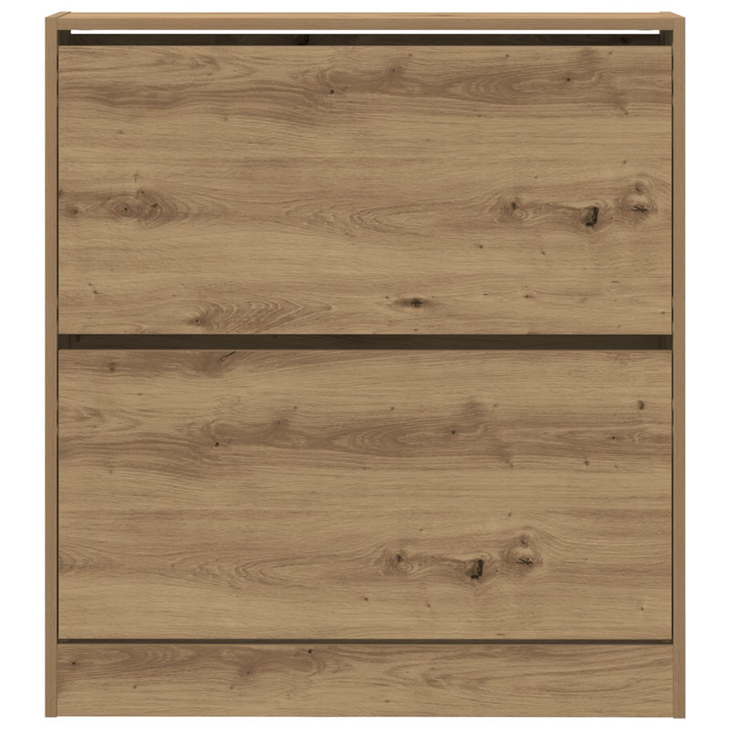 4 Pair Shoe Storage Cabinet, Smoked Oak
