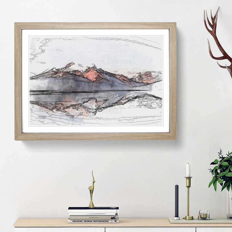 Mountain Sunshine in Canada in Abstract - Picture Frame Graphic Art Print, 36cm H x 48cm W x 2cm D, Oak Framed