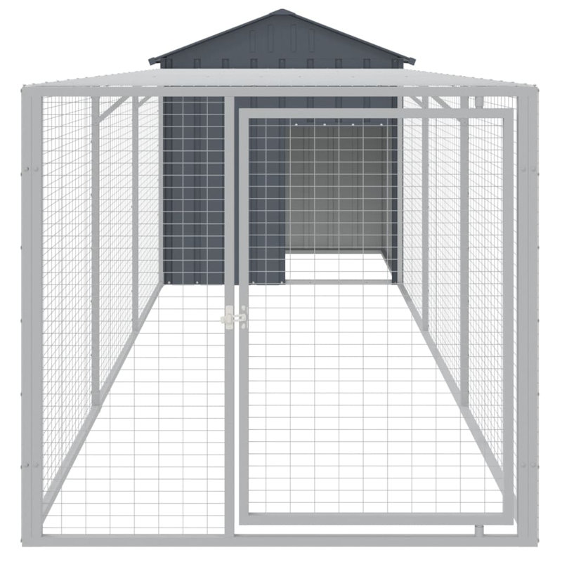 Poulailler avec couloir et grillage Drayten, Gris anthracite, H 48,4 po x l 46,1 po x P 159,4 po