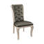7 pièces de mobilier de salle à manger avec finition argentée, rallonge de table rectangulaire et 6 pieds en similicuir gris