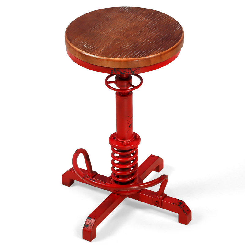 Tabouret pivotant en bois massif Jaitun, Rouge antique
