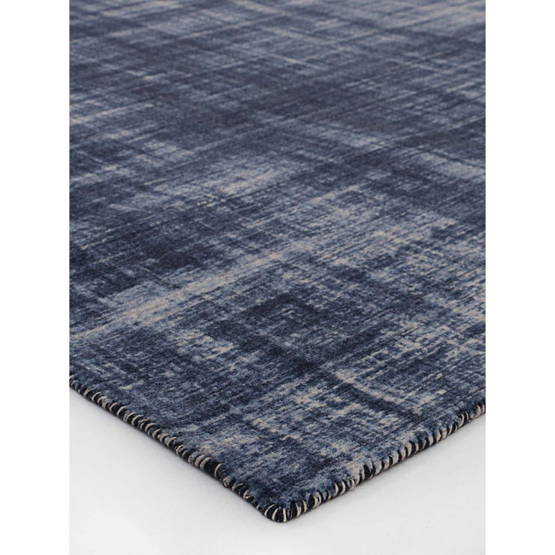 Tapis bleu abstrait touffeté, Rectangle de 7 pi 6 po x 9 pi 6 po
